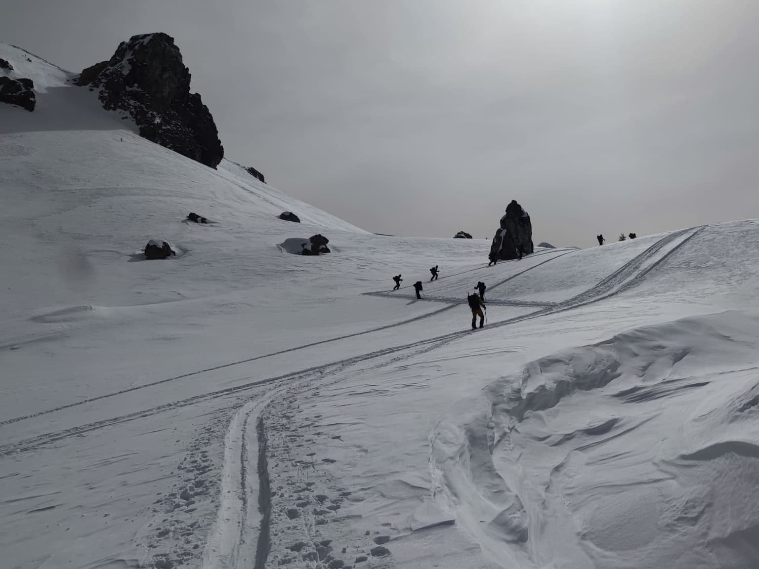 Ski touring in the mountains